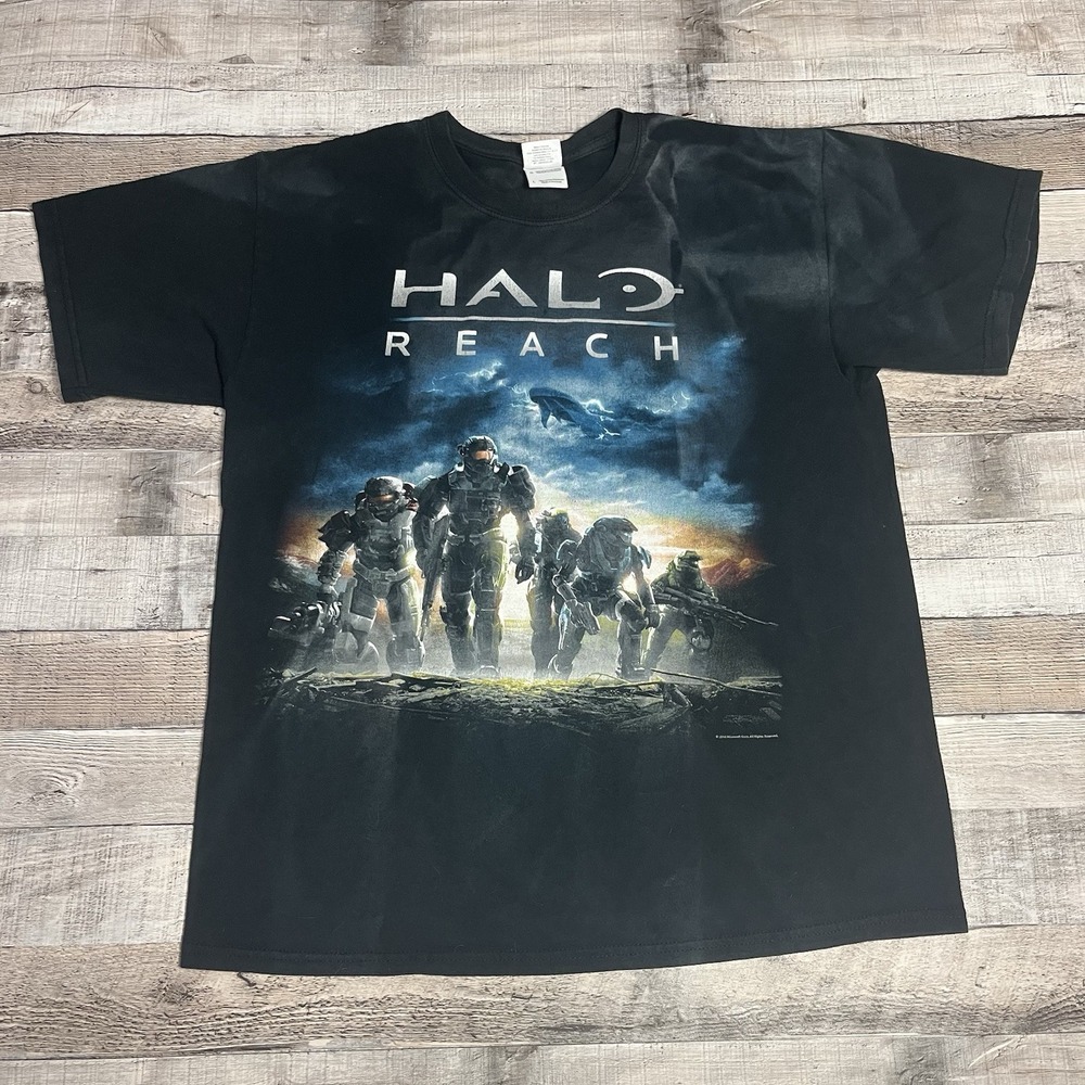 Halo Reach Shirt Size Large Black Vintage 2010 Video Game Promo Tee Microsoft